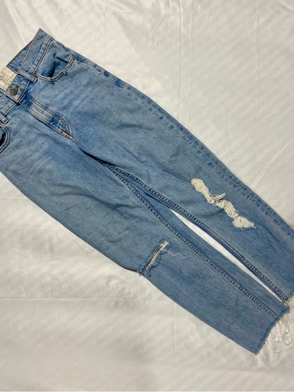 REVICE Light Blue Straight Leg Distressed Jeans